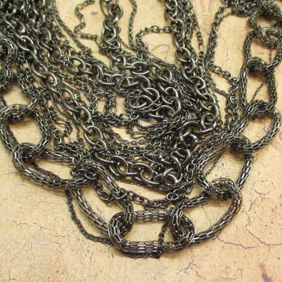 VINTAGE Metallic Grey Multi-Chain Necklace~48" Waist Length Convertible Necklace - Picture 4 of 11
